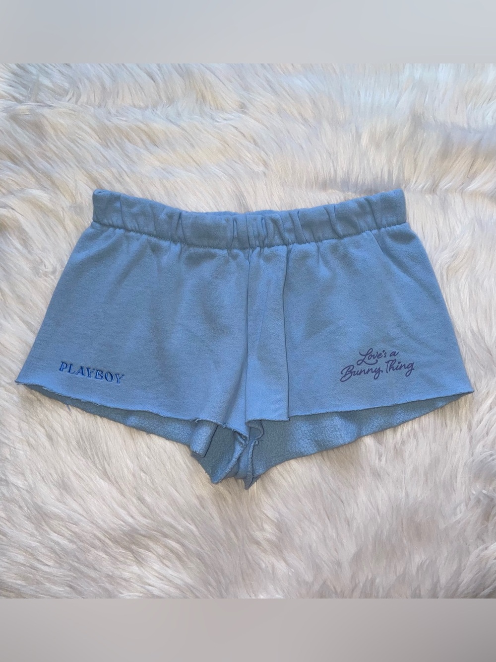 Playboy by Pacsun shorts light blue women’s XS sweat short bunny lounge bottoms